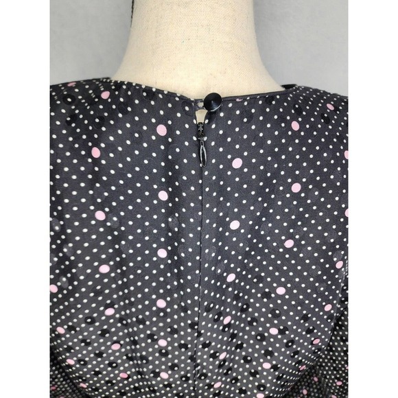 Saks Fifth Avenue David Hayes Silk Polka Dot Midi Vintage Dress Size 8 - Picture 7 of 14